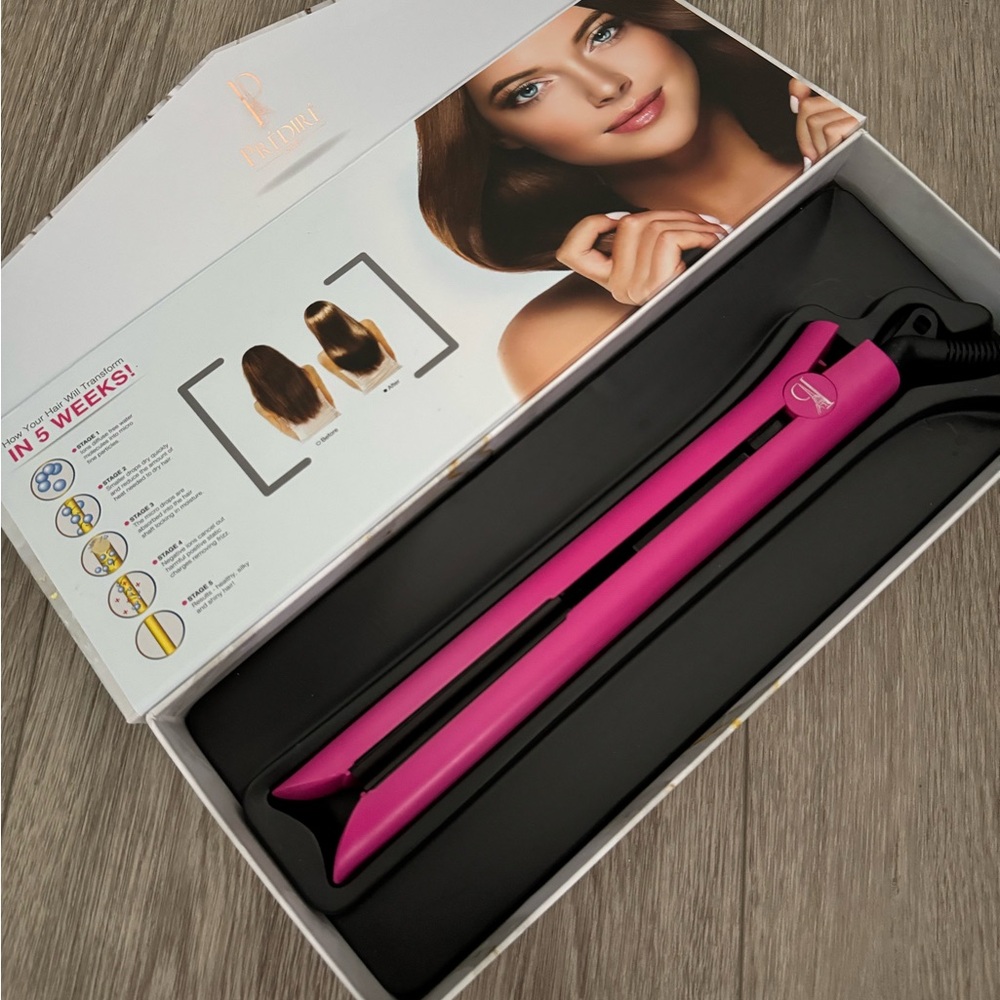 Pink Platinum Hair Heat Protectant Straightener - Vibrant Pink
